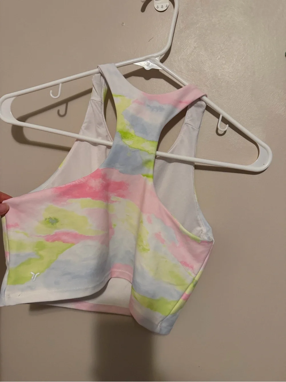 Old Navy Active Tie-Dye Racerback Crop Tank - Pink, Blue & Lime